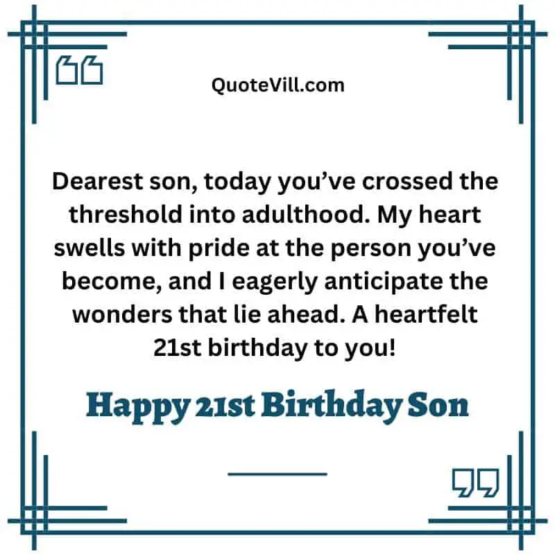 21st Birthday Wishes For Son From Mother 