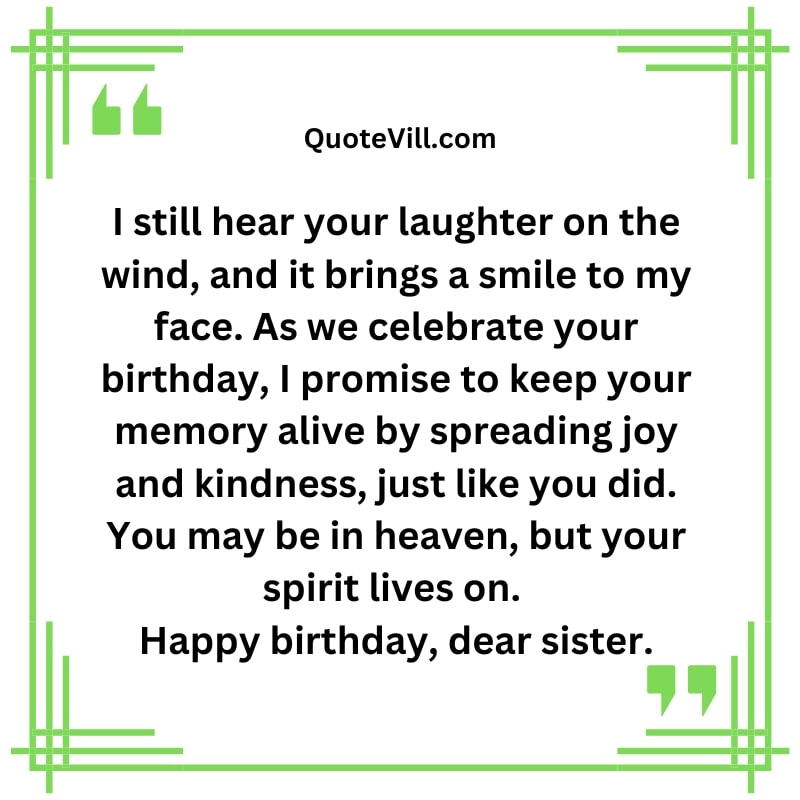 happy birthday sister in heaven quotes