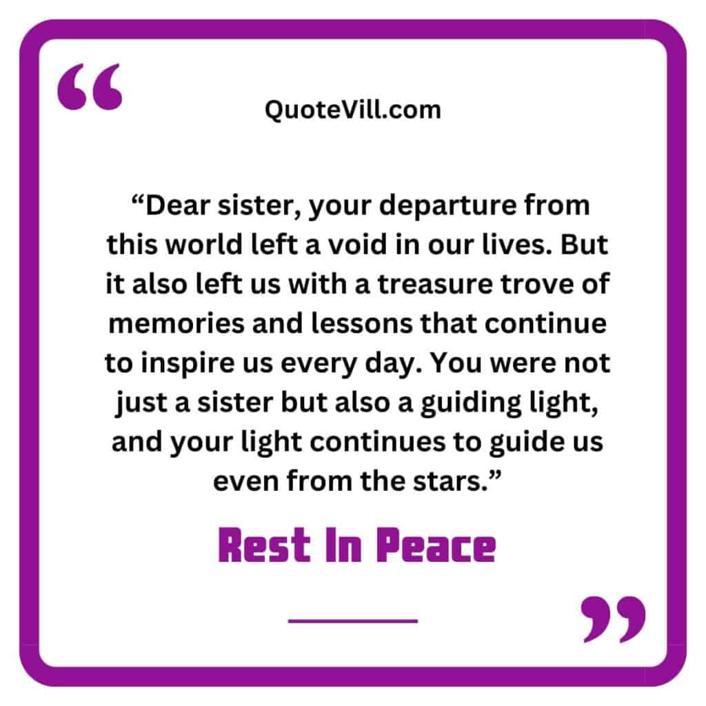 Inspirational Sister Death Anniversary Quote