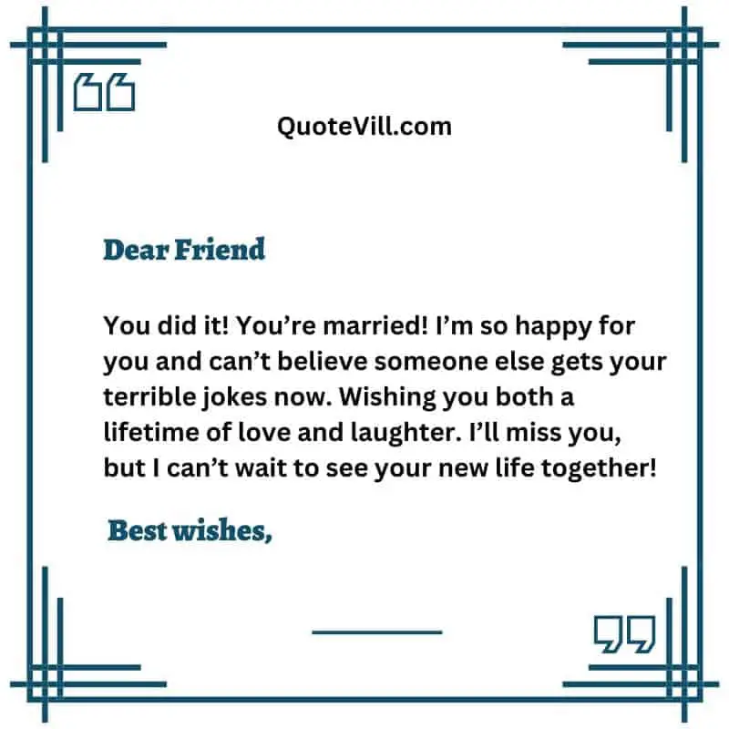 Letter To Best Friend On Wedding Day