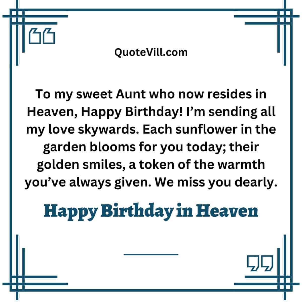 Heartfelt Happy Birthday Wishes For Aunt in Heaven